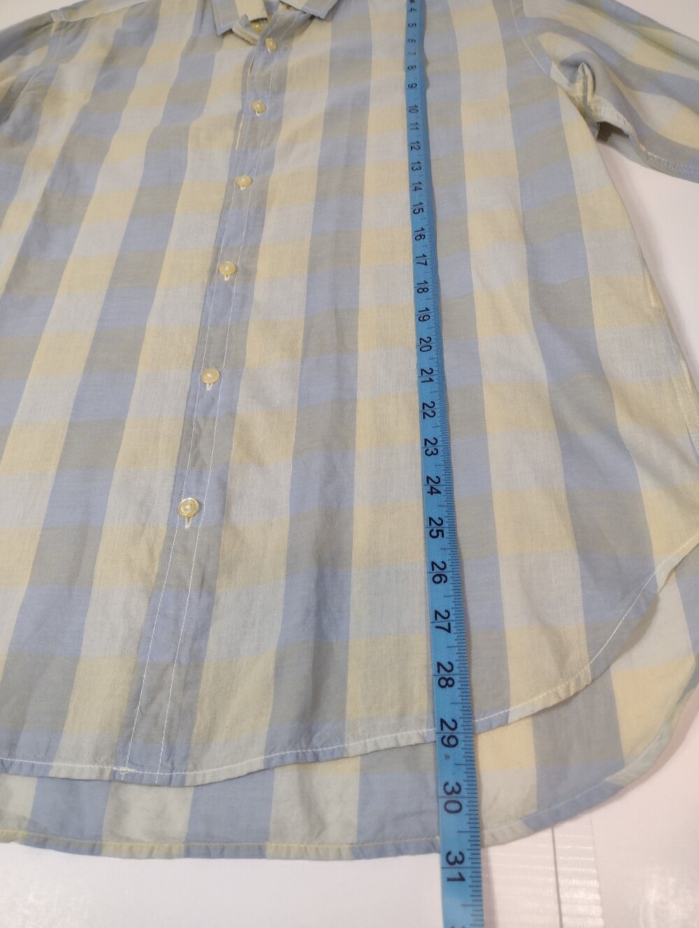 What Goes Around Comes Around Men's Blue & Cream Plaid Button-Up Shirt - Picture 8 of 11